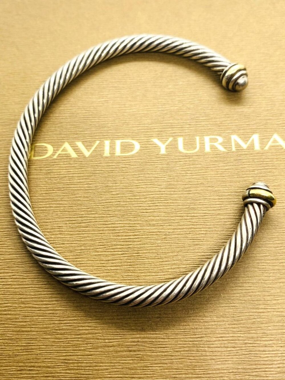 David Yurman Sterling Silver 18K 750 Gold 4mm Dome Bracelet